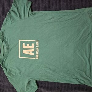 American Eagle Outfitters Green Tee with Cream Logo